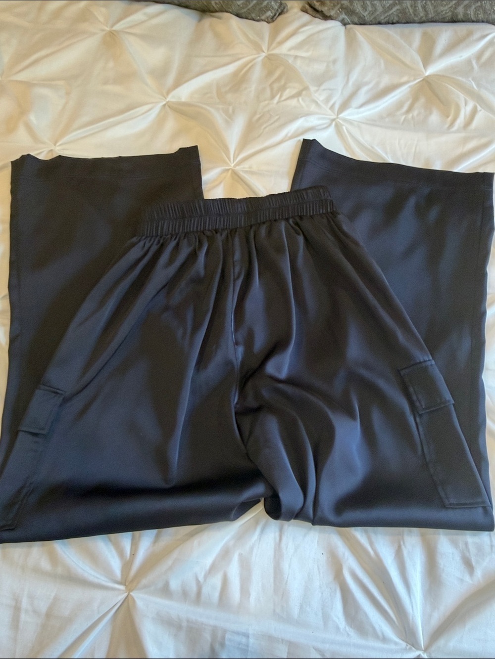 bishop + young Black Wide Leg Cargo Jumpsuit Pants - Picture 7 of 12
